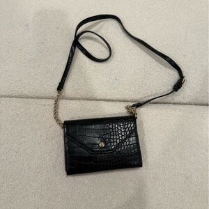 Nine West Black Crossbody Bag with Croc-Embossed Design